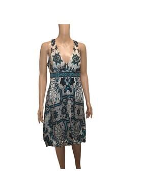 ICE Size 6 Vintage 90s Y2K 100% Silk Empire Waist Slip Dress Floral Bubble Hem